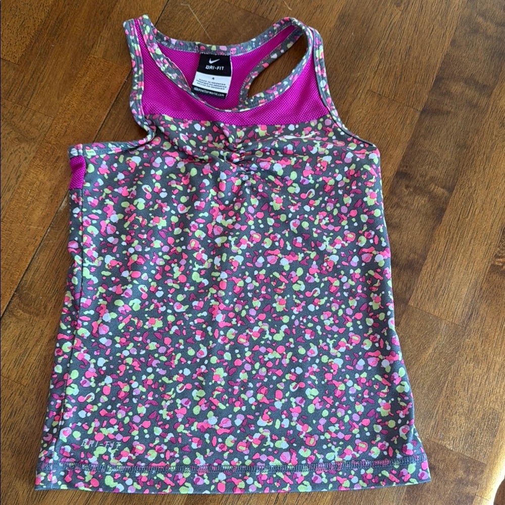 Nike Girls' Pink and Gray Tank Top